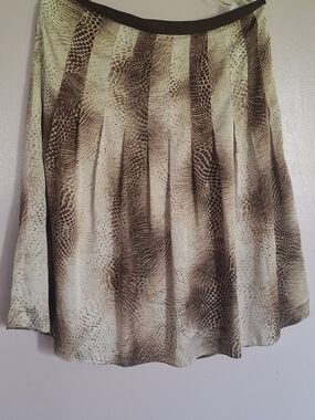 Jones New York Brown and Cream Patterned Circle Skirt